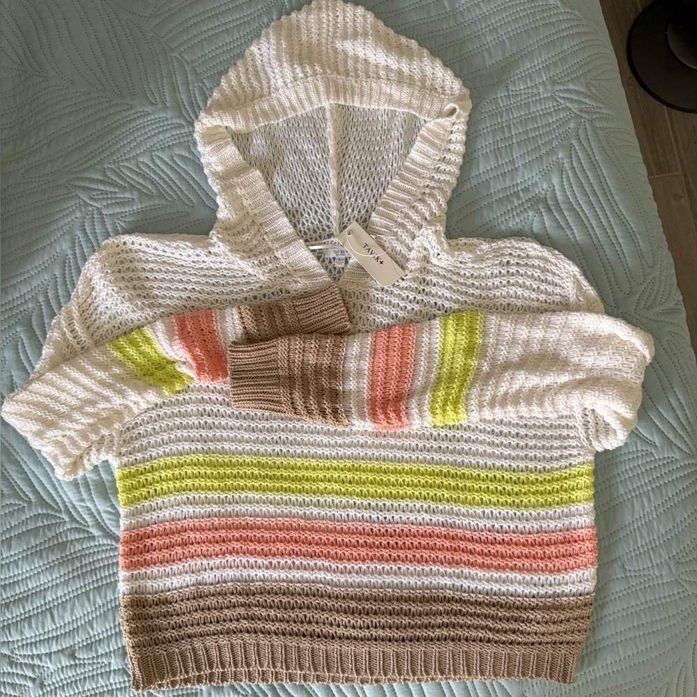 Tavik Multicolor Striped Crochet Sweater Hoodie